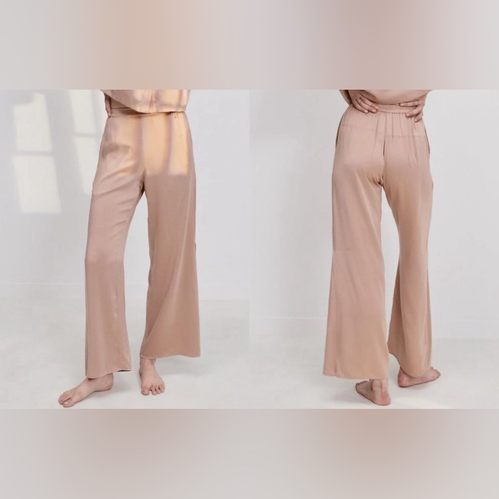 Lunya Washable Silk High Rise Pajama Pant Otium Tan Size Medium